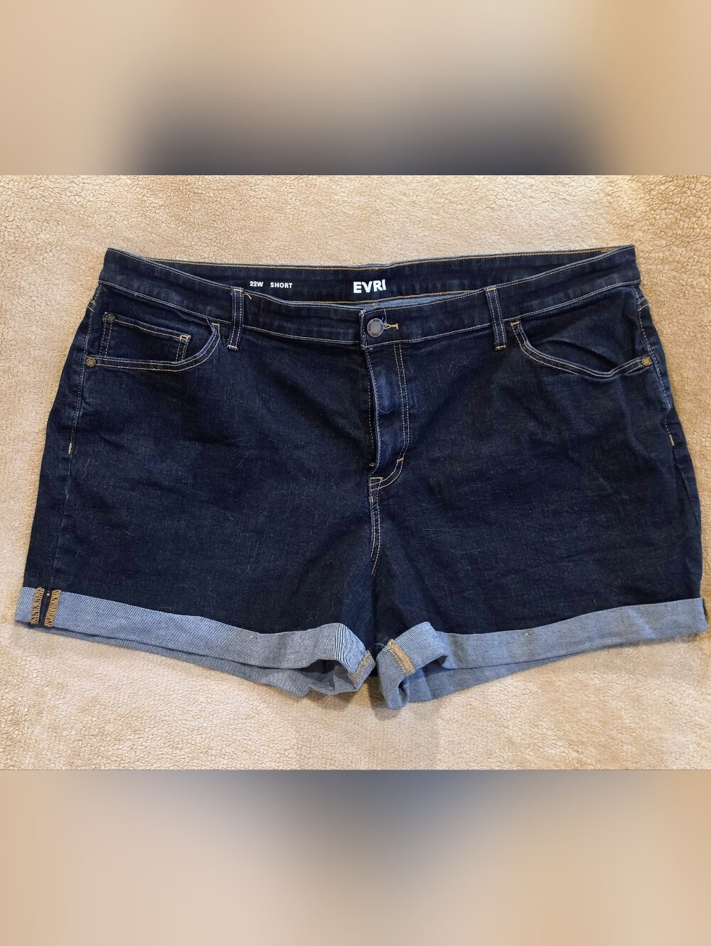 EVRI Dark Indigo Denim Roll-Cuff Women's Shorts
